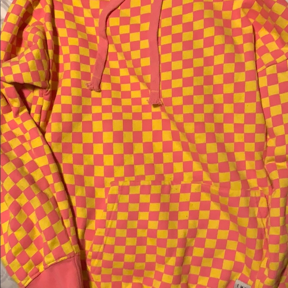 Pink & Yellow Checkered Hoodie 🛍
